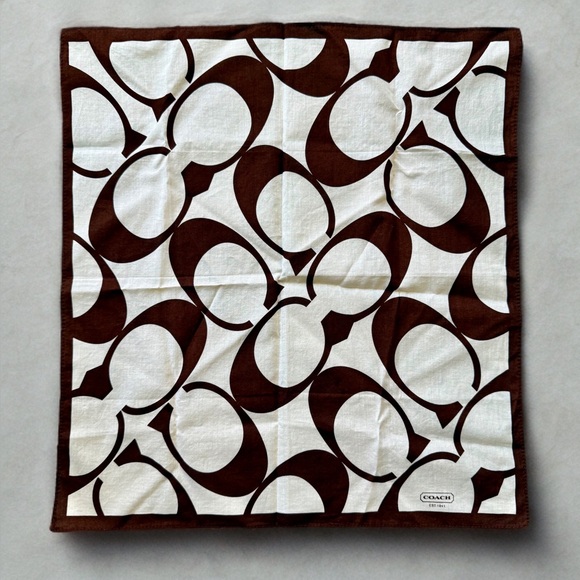 Coach Accessories - Coach White Brown Cotton Handkerchief
